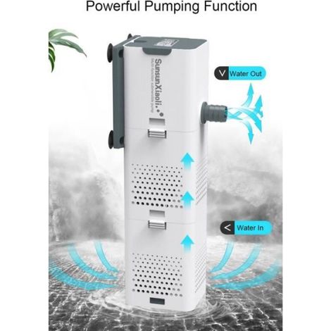 Pompe Filtre Aquarium - 15 W - Débit 1000 L/h - Tête 1,4 M - Submersible - Blanc - 1 Pièce (1/4)