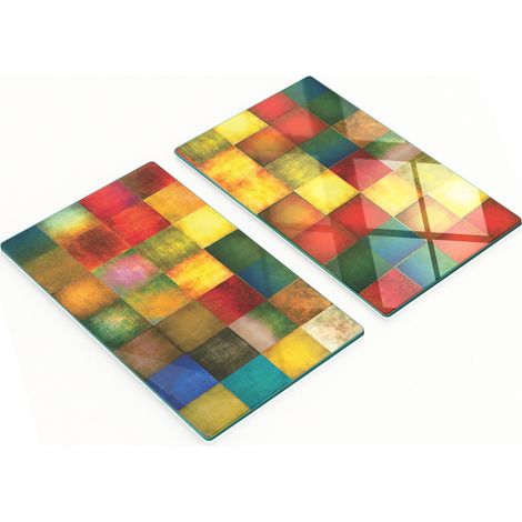 Taglieri decorativi in vetro temperato con motivo geometrico, 2x30x52 cm (1/5)