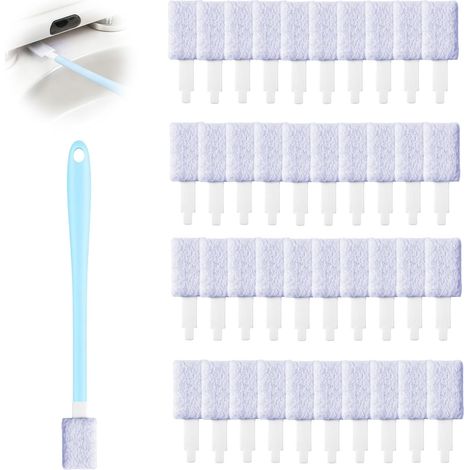 Lot de 40 Brosse Toilettes WC, Mini Brosse Nettoyage Salle de Bain Jetables avec 40 Têtes de Rechange Brosses de Toilette Jetable pour Rebord de fenêtre Clavie climatisation de Voiture (1/5)