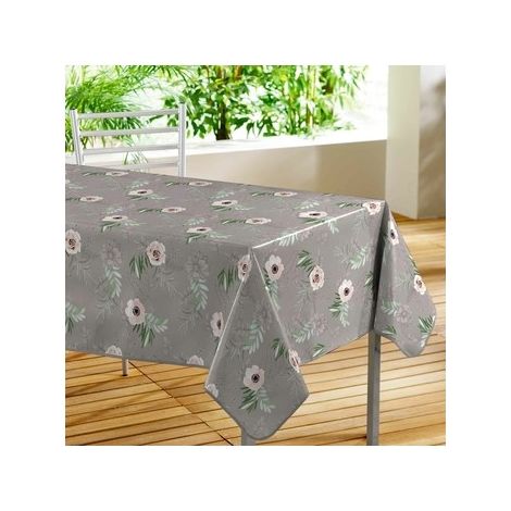 Nappe Rectangle 140 x 240 cm Anemone Gris - PVC Imprimé - Livraison gratuite (1/3)
