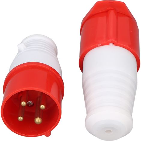 Packung mit 2 IP44 wasserdichten industriellen 4-Pin-Steckdosen, rote CEE-Stecker/Buchsen, für Landwirtschaft, Wohnwagen und andere 220-380 V Anwendungen. (1/5)