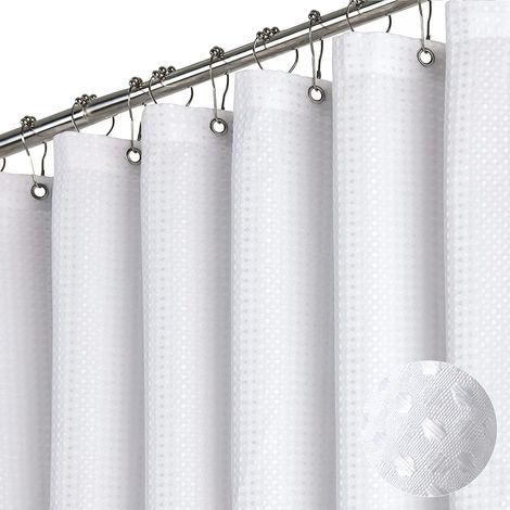 Cortina de ducha de tela gruesa, cortina de ducha de lujo para baño, 2 m x 1,8 m, blanca (1/4)