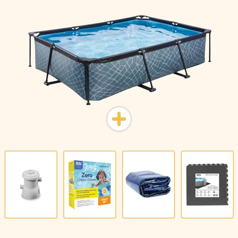 Exit-toys Piscine Exit Rectangulaire - Effet Pierre - 300x200x65 cm - 5-pièces  S285 (1/5)