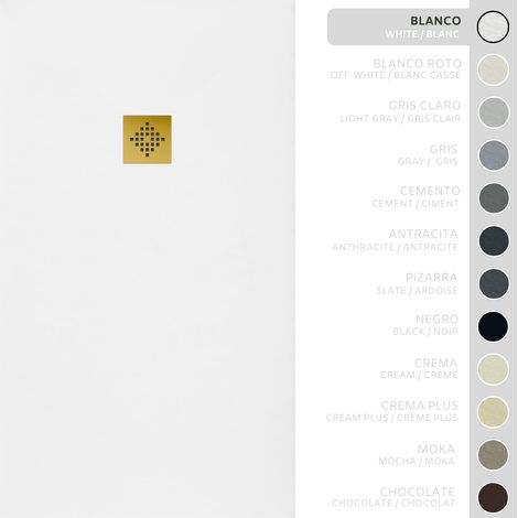 SOULBATH Receveur de Douche -Résine -Gel Coat -Texture Lisse/Pierre -Antidérapant -Couleur Blanc - 140x100- Extra plat 3cm. Bonde de Vidage incluse - GRILLE DORÉE (1/5)