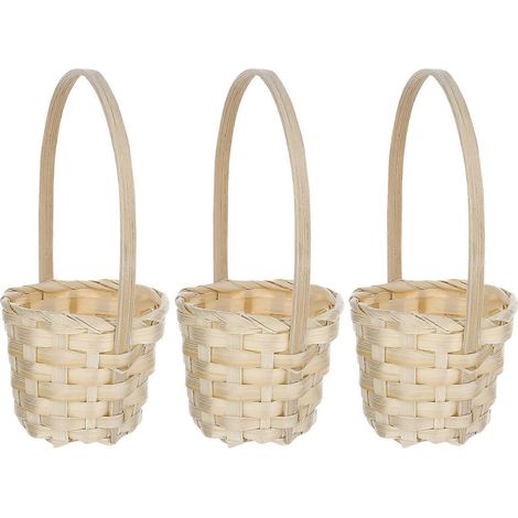 Lot de 5 paniers en bambou tressé, paniers à fleurs vides, paniers pour demoiselles d'honneur de mariage, paniers décoratifs tissés-8X17CM (1/4)