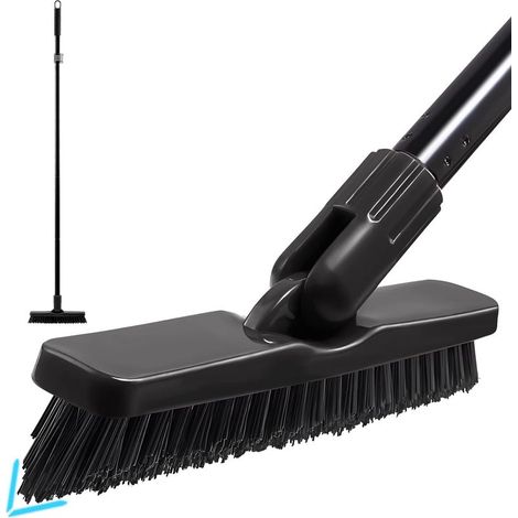 1 brosse à joints avec manche télescopique, tête pivotante 180°, poils rigides en V, pour joints de carrelage, salle de bain, cuisine, douche, plinthes (1/5)