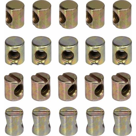 Lot de 20 écrous M6 à fente pour meubles, chaises, lits, berceaux (1/4)