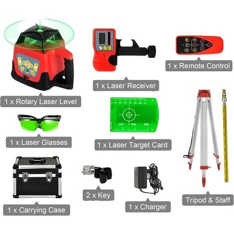 Niveau Laser, Rotation à 360 Degrés, Longue Portée de Mesure, Kit de faisceau vert 2 (1/2)