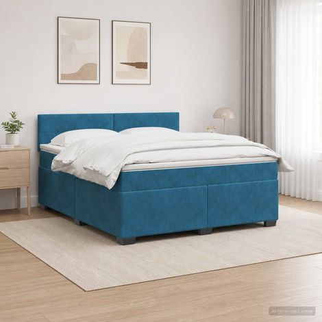 Cama con Base Tapizada, Colchón y Luz LED Azul 140 x 200 cm (1/5)