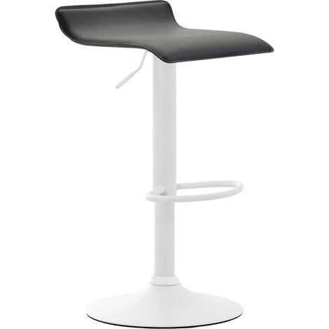 Sgabello da bar x1 design minimalista altezza regolabile poggiapiedi PVC nero e metallo bianco 100006037