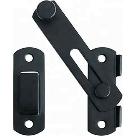 Loquet de porte Loquet de porte en acier inoxydable de haute qualité, adapté au loquet coulissant de porte et fenêtre loquet de grange, ménage, extérieur (Noir) (1/5)