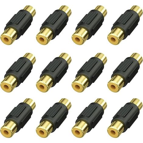 12 pièces Coupleur RCA femelle, connecteur adaptateur RCA femelle vers RCA femelle pour haut-parleur, câble RCA, phono, amplificateur (1/5)