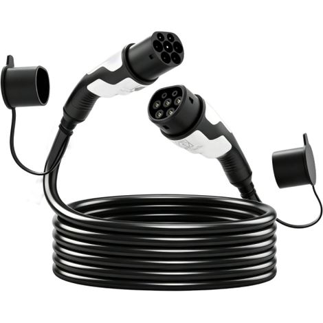 Cavo di ricarica per veicoli elettrici di tipo 2, 11 kW, 16 A, Modalità 3, trifase, 5 m – Cavo di prolunga per auto elettriche e ibride plug-in in loco (1/5)