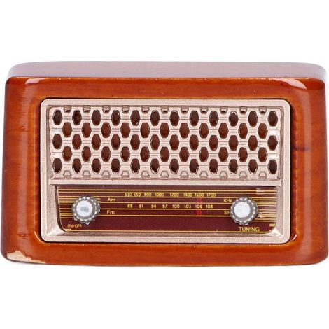 Radio miniature rétro mignonne pour maison de poupée (échelle 1:12), accessoire de décoration, jouet d'imitation pour enfants. (1/5)