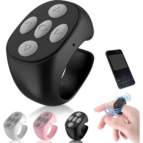 Kabellose Bluetooth-Fernbedienung für die Fingerspitzen, neue App-Steuerung für Telefone, Tablets und Kameras (2025), automatischer, wiederaufladbarer Bluetooth-Scrollring für Zuhause (Schwarz) (1/5)