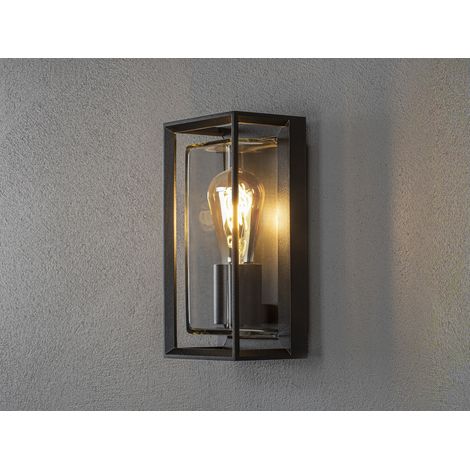Außenwandlaterne BRINDISI mit Bewegungsmelder, Höhe 26cm, Schwarz