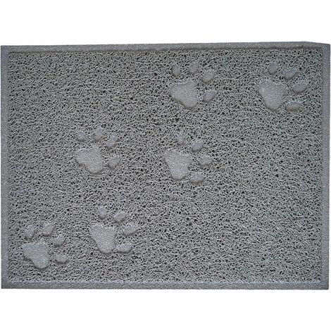 Alfombrilla de PVC para arenero con estampado de huellas de patas - Gris - 40 x 30 cm - Envío gratuito