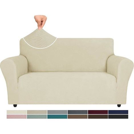 Stretch-Sesselbezug, 2-Sitzer-Sofabezug mit Armlehnen, Hundesofa-Schutzhülle, Wintersofabezug, Beige (1/5)