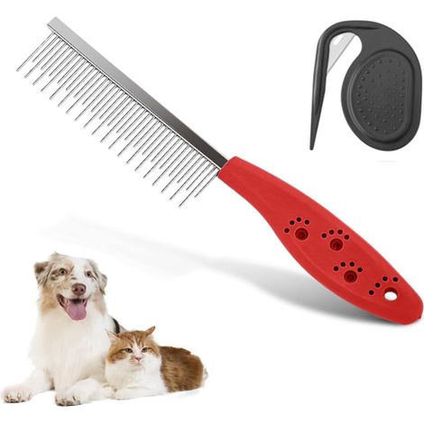 1 Peigne Chien, Acier Inoxydable, Poignée Ergonomique, Brosse Chat, Toilettage Poils Longs (1/5)