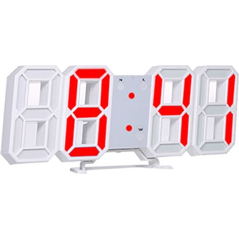 Horloge Numérique LED - Affichage Rouge - Alerte Sonore - Pour Bureau Mur Ou Table - 21.5 X 8.5 X 1.7 Cm - 1 Pièce (1/5)
