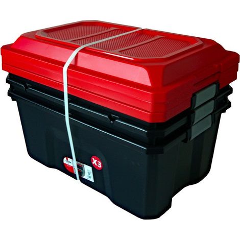 Lot de 3 malles DIY SUNDIS 40L noir/rouge