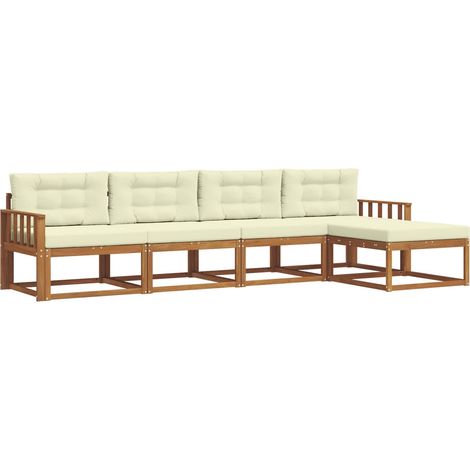 Outdoor Sofa Set with Cushion 5 pcs Natural and Cream vidaXL (1/5)
