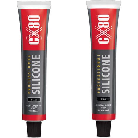 CX80 Silicona de alta temperatura negra - Masa de sellado 80 ml x 2 (1/2)
