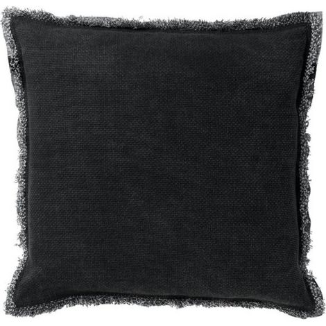 BURTO - Coussin décoratif 45x45 cm - Coton lavé - Raven - Noir - Coussin intérieur inclus - Coussins de luxe pour salon et canapé (1/4)