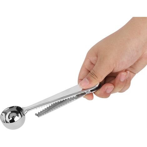 Cuillère doseuse mélangeuse 2 en 1 en acier inoxydable avec pince de fermeture, pour cuisine et café (1/5)