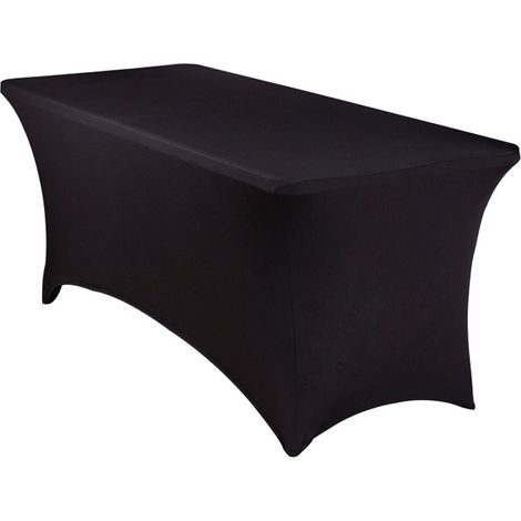 1 nappe de table rectangulaire, élastique en spandex, 183x75x75 cm, noir/blanc/champagne/bleu, pour salle à manger et événements (1/5)
