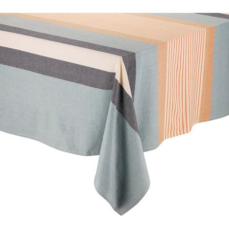 Nappe de Table Carrée en Coton Recyclé Azur 170 x 170 cm pour Cuisine et Terrasse - PANGIVO