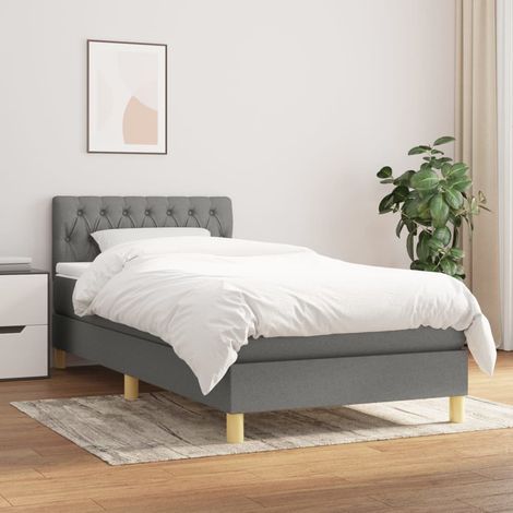 Boxspringbett mit Matratze Dunkelgrau 80x200 cm Stoff