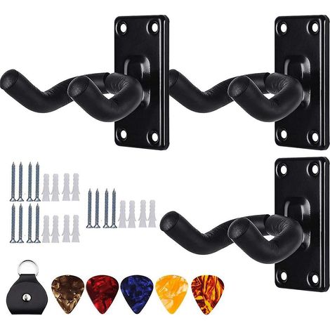 support Mural Pour Guitare [lot De 3], Crochet De Guitare En Mtal Antidrapant Pour Guitare Acoustique, Lectronique, Classique, Basse Ou Ukull Dans (1/5)