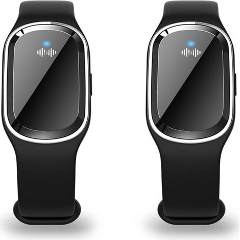 Lot de 2 Bracelet anti-moustiques à ultrasons, bracelet électronique anti-moustiques avec câble de charge USB (Noir)