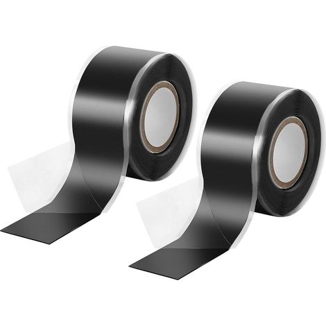2x 3m de Ruban en silicone auto-fusionnant (auto amalgamant), ruban isolant et bande d'étanchéité (eau, air), 25 mm de large, noir (1/3)