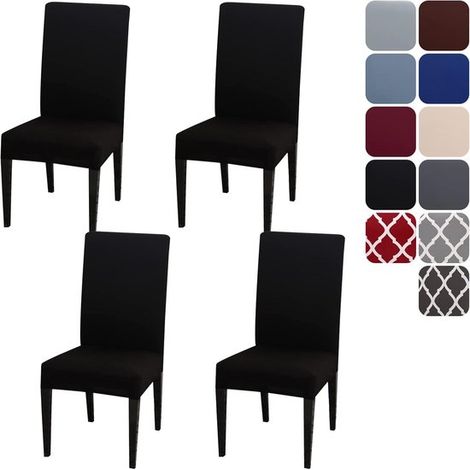 Fundas elásticas para sillas, Juego de 4 piezas, Universales, Removibles, Lavables, Fundas duraderas para sillas de comedor, Hotel, Fiesta (1/5)