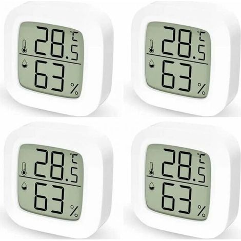 Indoor Thermometer Home Set of 4 Digital Thermometer Hygrometer, Digital Thermometer for Bedroom (1/4)