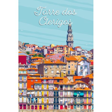 Tableau sur toile illustration Cidade de Lisboa 45 x 65 cm - Impression sur Toile Murale Décorative - Image imprimée en HD sur Toile - Toile sur Châssis en Bois FSC - Fabriqué en France (1/2)
