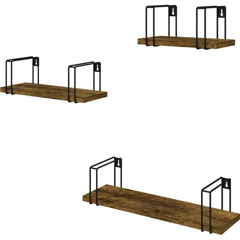 Estantería de pared Fyrk, Madera antigua, 3 partes, Vicco