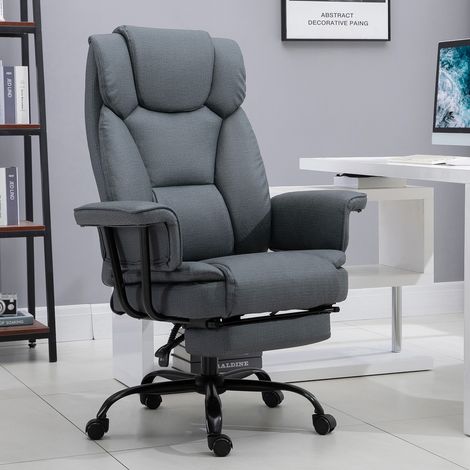 Silla de oficina Vinsetto, silla ejecutiva ergonómica giratoria de 360°, silla de ordenador, altura regulable, con reposacabezas y reposabrazos acolchados, reposapiés, piel sintética, 68 x 80 x 120–12