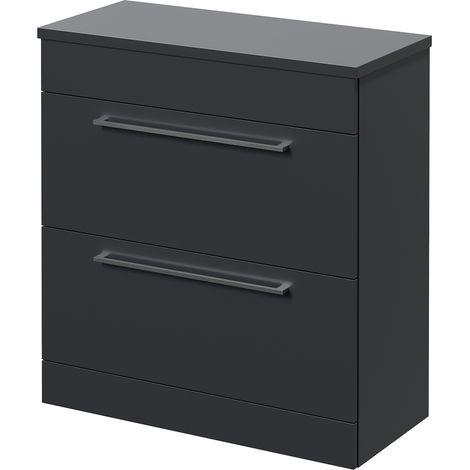 Napoli 390 Gloss Grey 800mm 2 Drawer Vanity Unit for Countertop Basins - 800mm - Chrome 480mm Handle
