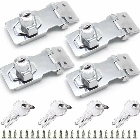 Lot de 4 cadenas en alliage de zinc avec clés et vis, accessoires pour portes et armoires. (1/5)