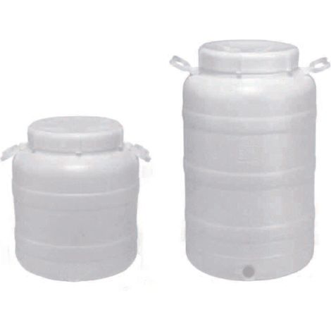 FUSTO A BOCCA LARGHISSIMA IN POLIETILENE PER ALIMENTI  lt.50  bocca ø cm.25  misure ø cm.37x62h.
