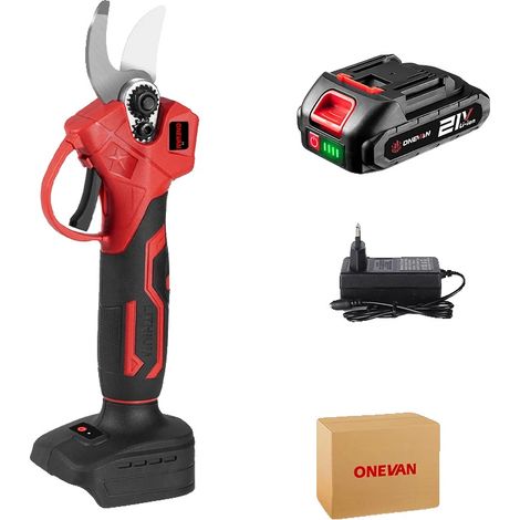 Sécateur Électrique, Moteur Sans Balais, Design Léger, Ensemble de 1 batterie rouge (1/2)