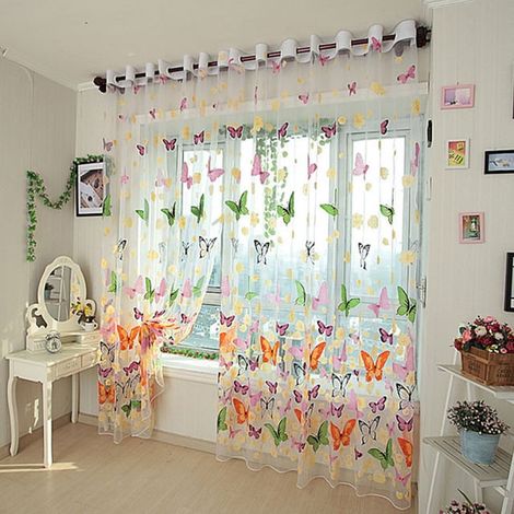 Rideau Voilage Papillon - 200 x 100 cm - Pour Salon Chambre À Coucher Décoration Intérieure - 1 Pièce (1/5)