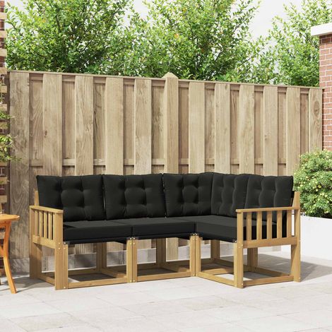 vidaXL Outdoor-Sofagarnitur mit Kissen 4 pcs Weiß und Schwarz (1/5)