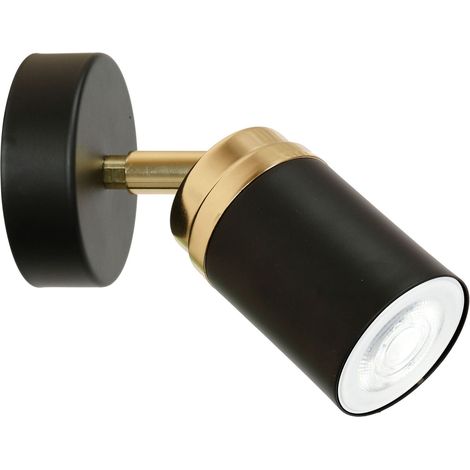 Spot mural noir or GU10 Ø 8 cm métal ajustable Salon moderne