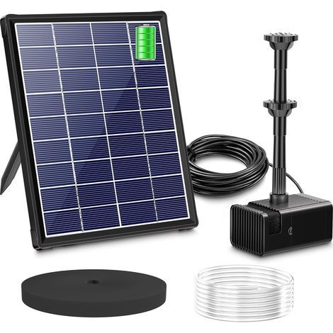 Solarpumpe, 3000-mAh-Akku, 10 Düsen, Glasscheibe, Gartenteich (1/5)