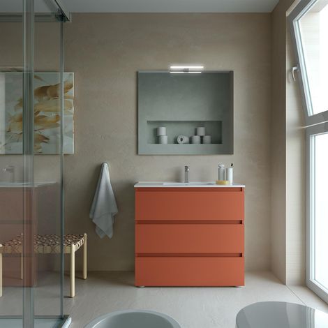 Armoire SPIRIT 900 3 tiroirs métalliques avec fermeture amortie TERRACOTA 897 x 810 x 450 mm (1/3)