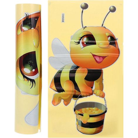 Stickers muraux amovibles abeille de dessin animé, compatibles avec la décoration de chambre d'enfant, 2 pièces en PVC (1/5)